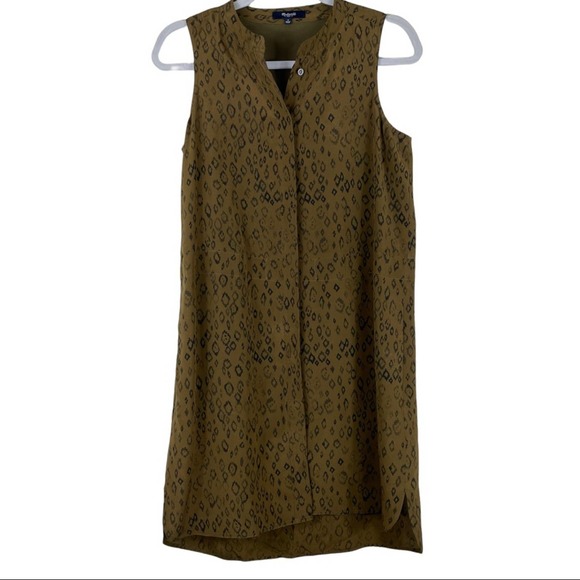 19) MADEWELL silk playa dress in leopard fade without waist tie sz S - Picture 2 of 8
